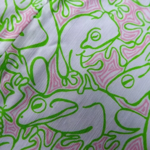 Lilly Pulitzer Originals Girls Shift Dress Green Pink Lilly Pad Hidden Frogs 10 - Picture 4 of 9